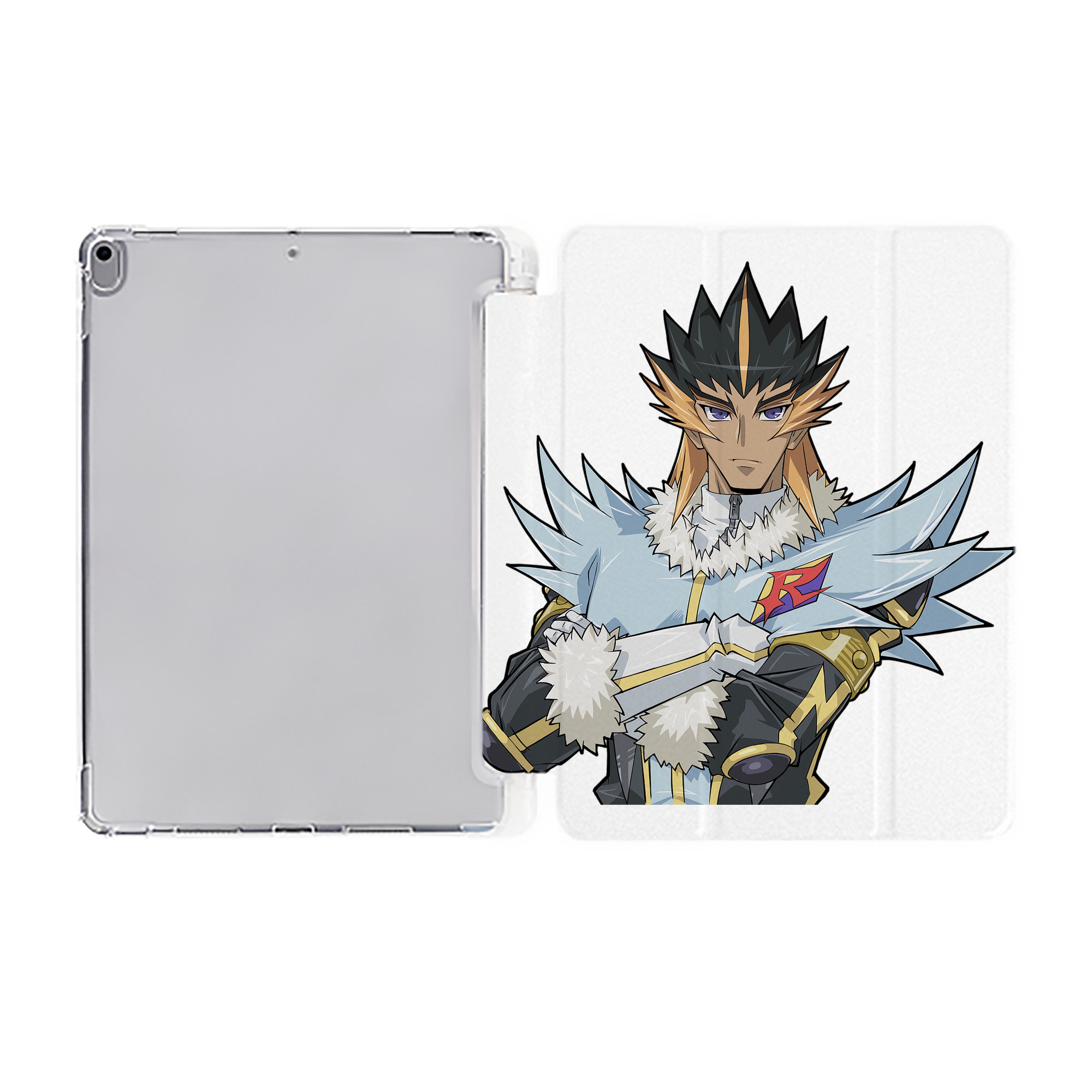 （画像用） 遊☆戯☆王 Yu-Gi-Oh! IPad ケース ペン収納付き 三つ折りスタンド PUレザー×シリコン 対応機種9.5/10.5/10.9インチ